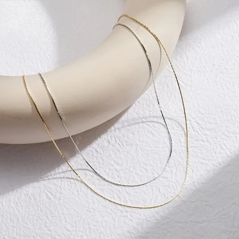 0.6MM  S925 Sterling Silver 4 Trendy Bamboo Chain Necklace for Women Men