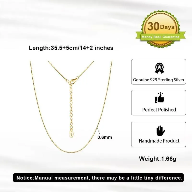 0.6MM  S925 Sterling Silver 4 Trendy Bamboo Chain Necklace for Women Men
