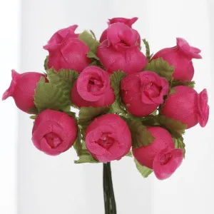 144 Artificial 3/4” Fushia Poly Rose Buds DIY Wedding Bouquet Flowers Craft Decoration