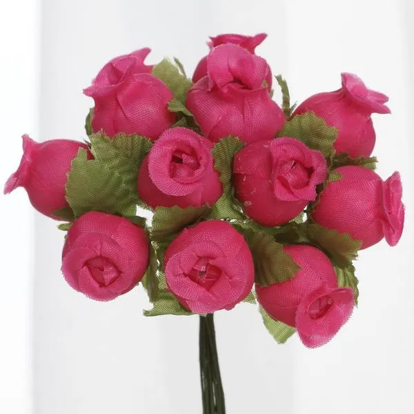 144 Artificial 3/4” Fushia Poly Rose Buds DIY Wedding Bouquet Flowers Craft Decoration
