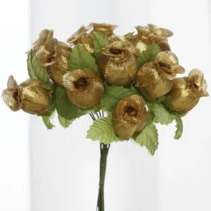 144 Artificial 3/4” Gold Poly Rose Buds DIY Wedding Bouquet Flowers Craft Decoration