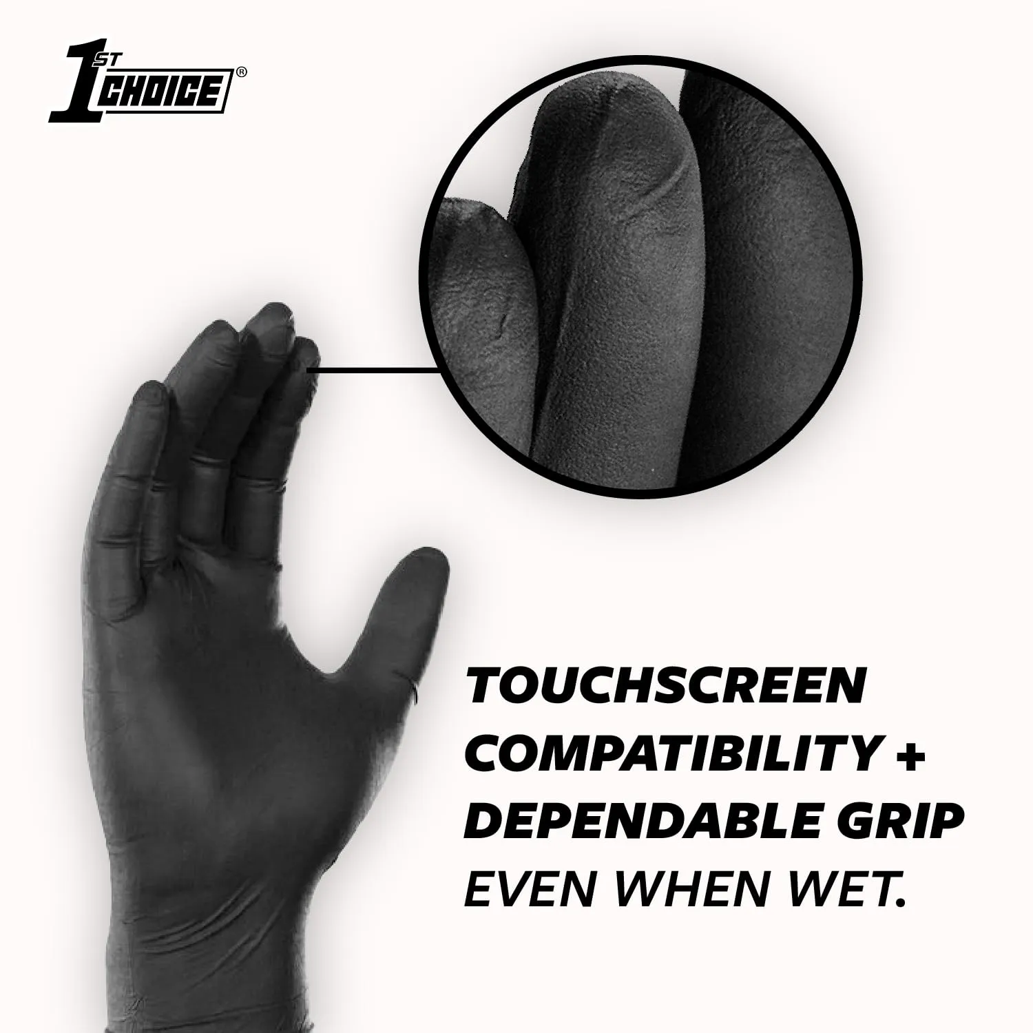 1st Choice Black Nitrile Gloves Box of 100 Large Gloves Disposable Latex Free - Exam Grade Black Gloves for Cooking - 3mil