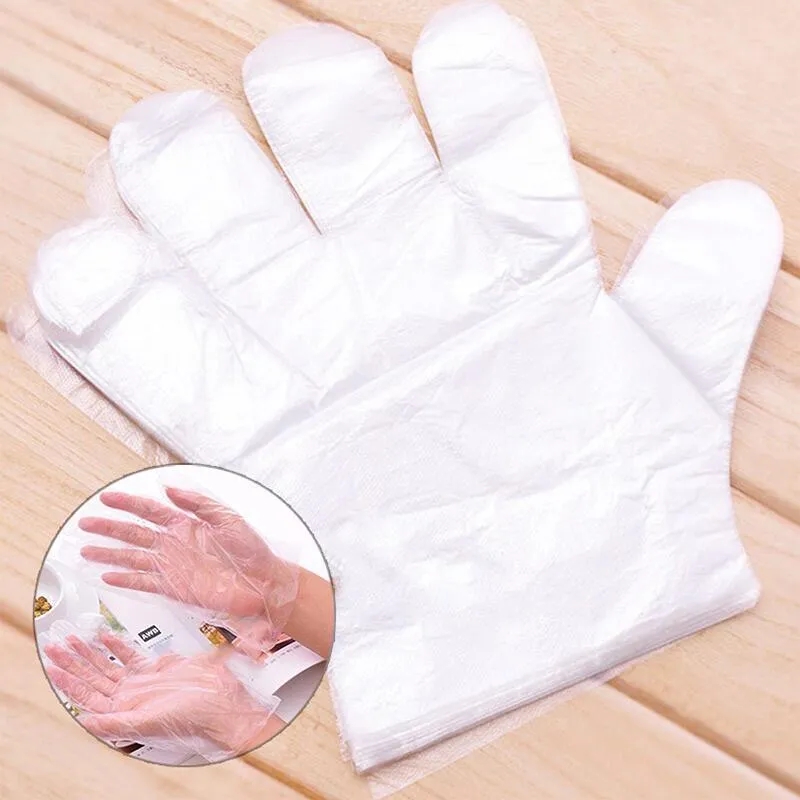 200pcs Disposable Food Safe Clear Plastic Gloves