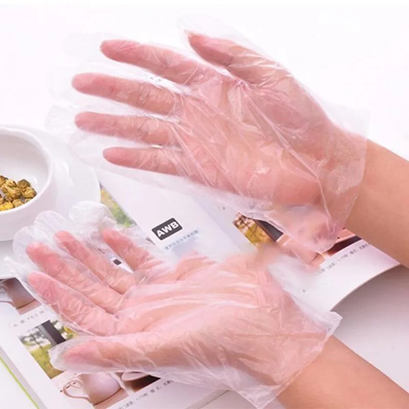 200pcs Disposable Food Safe Clear Plastic Gloves
