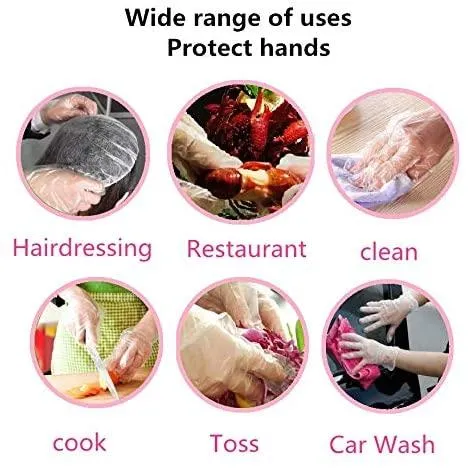 200pcs Disposable Food Safe Clear Plastic Gloves