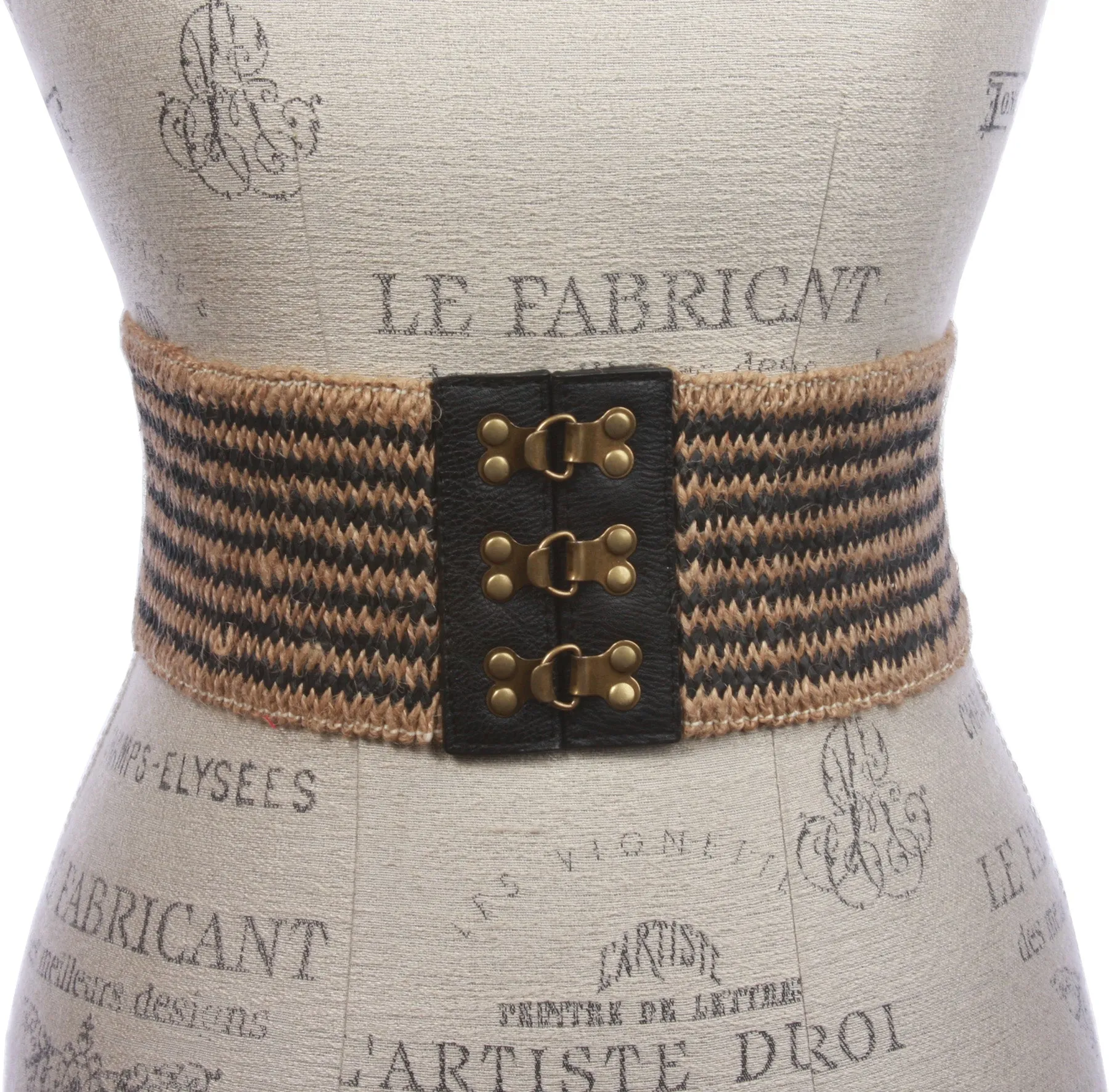 3 1/2" Two Tone Hemp Braided Elastic Stretch Belt