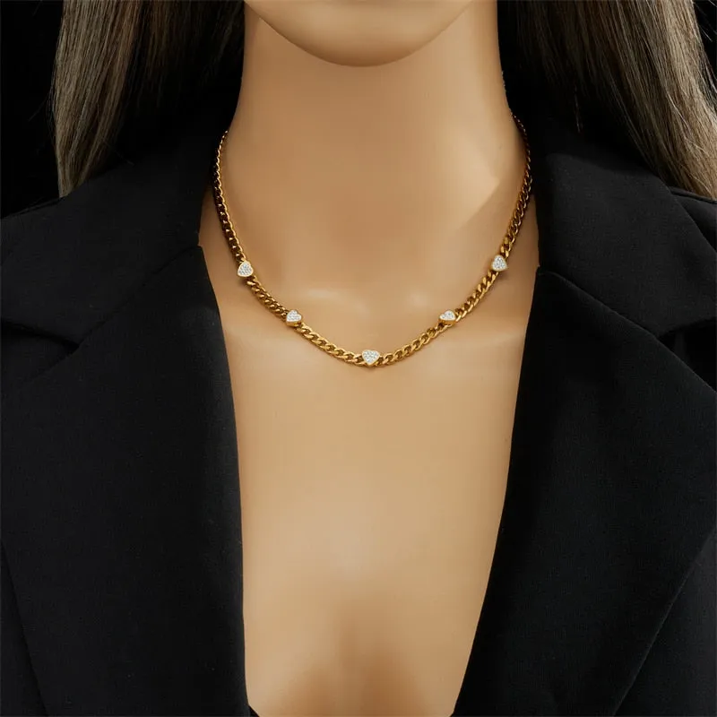 316L Stainless Steel Heart Love Choker Necklace For Women