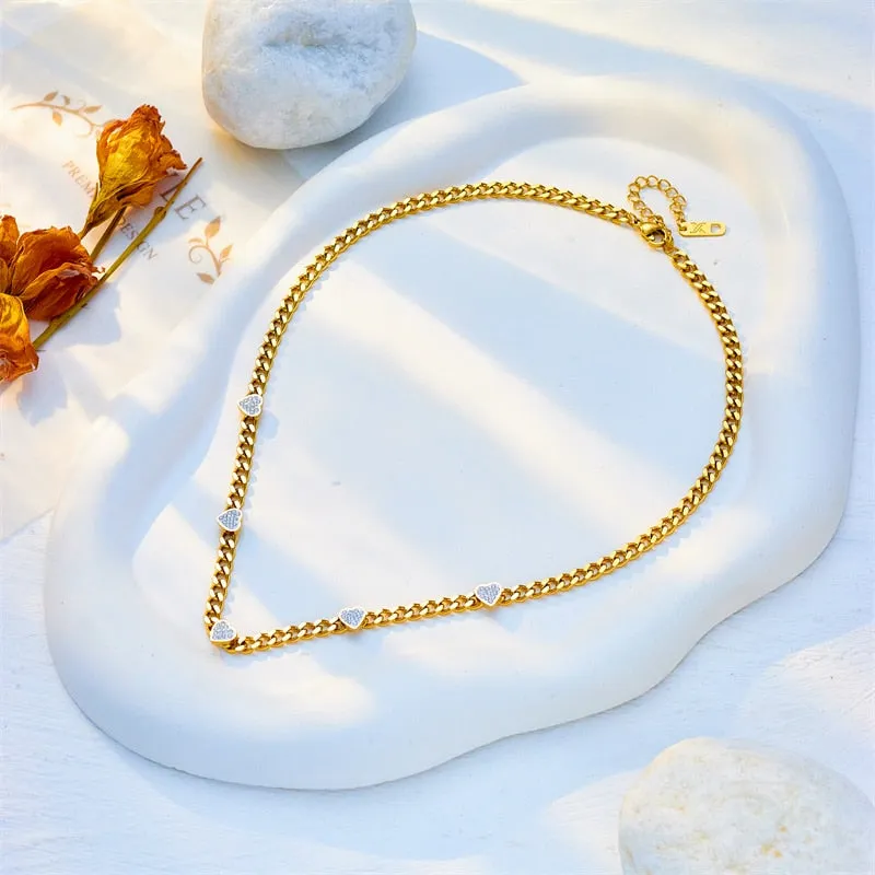 316L Stainless Steel Heart Love Choker Necklace For Women