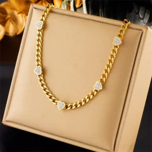 316L Stainless Steel Heart Love Choker Necklace For Women
