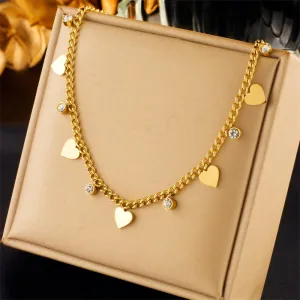 316L Stainless Steel LOVE Heart Zircon Pendant Necklace For Women