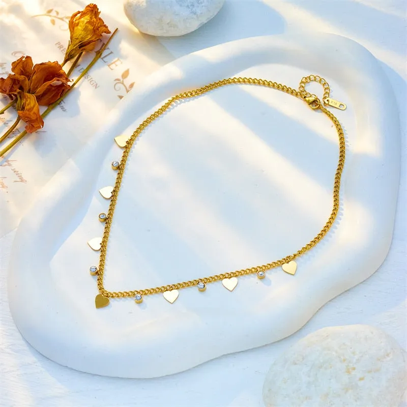 316L Stainless Steel LOVE Heart Zircon Pendant Necklace For Women