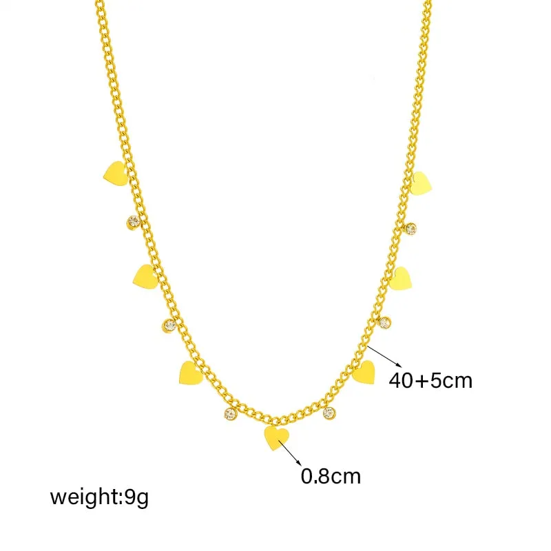 316L Stainless Steel LOVE Heart Zircon Pendant Necklace For Women
