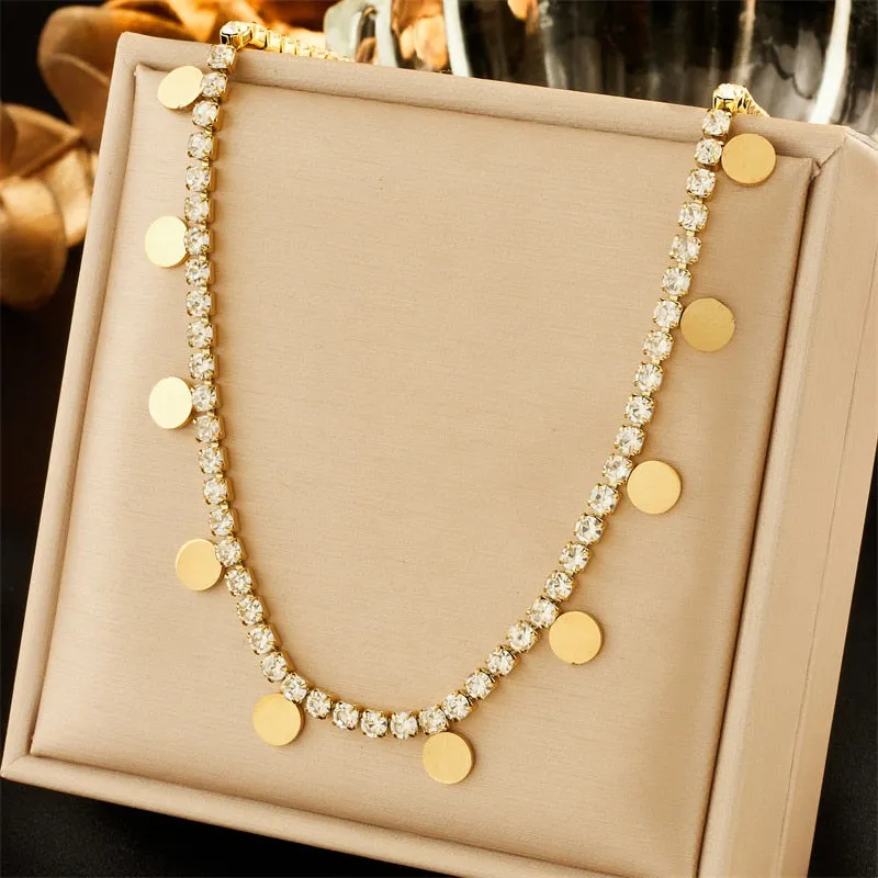 316L Stainless Steel Round Choker Necklace For Women