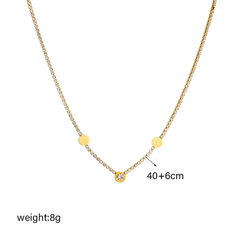 316L Stainless Steel Round Roman Numerals Choker Necklace For Women