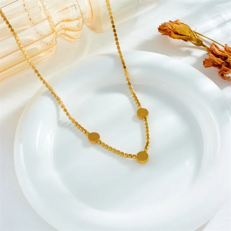 316L Stainless Steel Round Roman Numerals Choker Necklace For Women