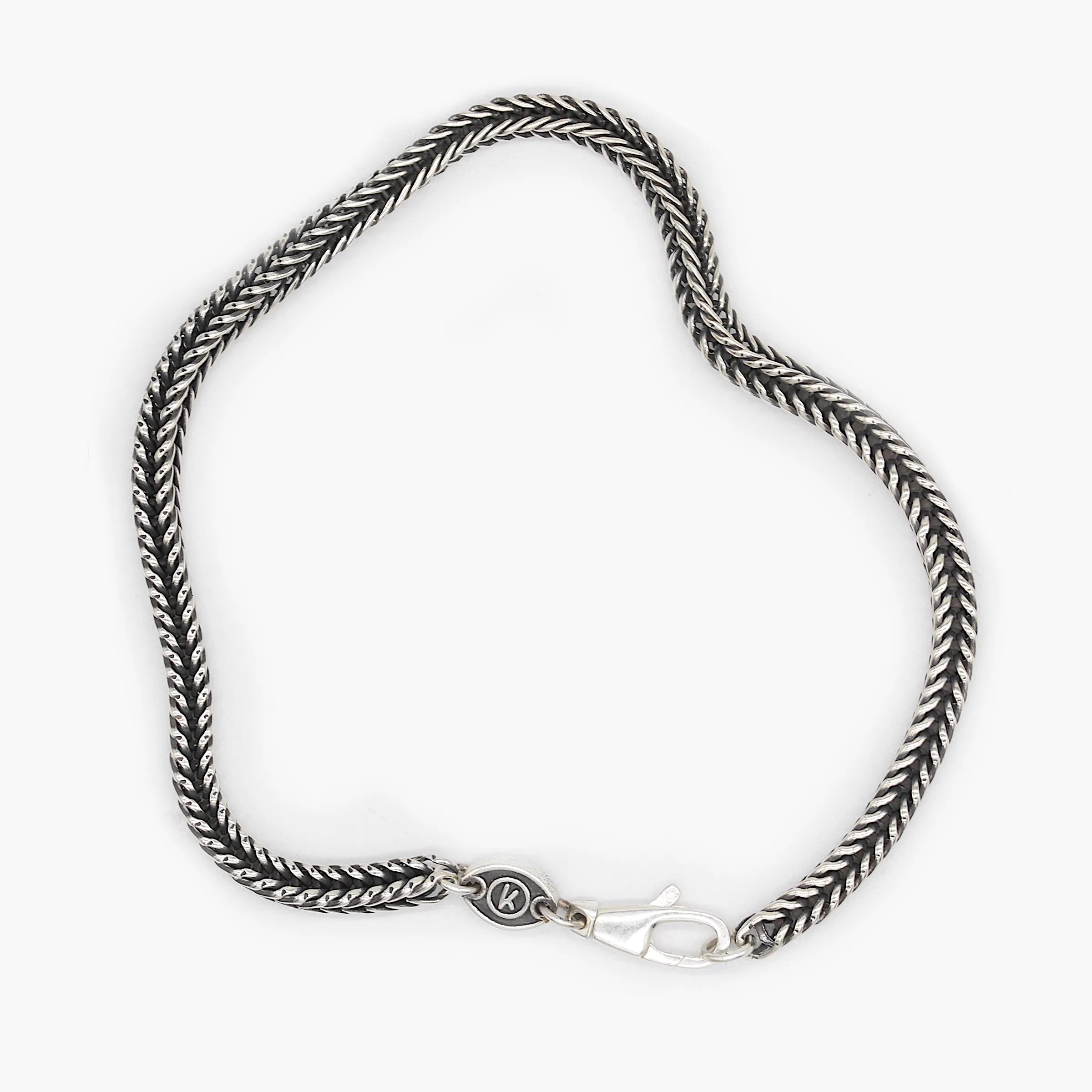 4mm Sterling Silver Fox Tail Chain Bracelet