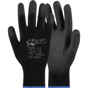 50mm 2.5'' Black inspection PU polyester knit wrist gloves Abrasion Lv4