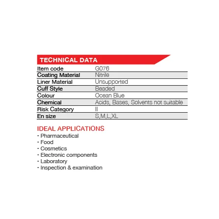50mm 2.5'' Blue powder free examination nitrile gloves 100pairs