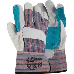 50mm 2.5'' Reinforced candy stripe cotton back chrome leather rigger gloves
