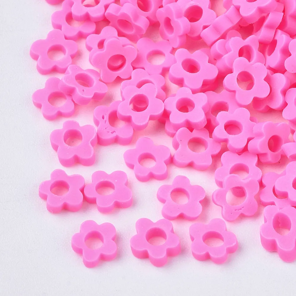 5mm Flower Beads (500) - Dark Pink - Hand Made Clay