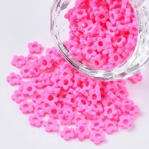 5mm Flower Beads (500) - Dark Pink - Hand Made Clay