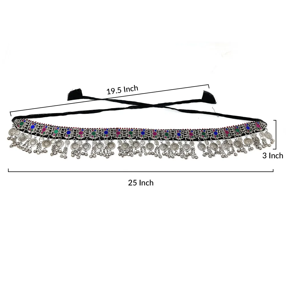 Afghan Tribal Waist Hip Womens Belt Handmade in Multicolor Glass Acrylic Beads Bells - Belly Dancing, Costume Party, Indian Dandiya - Duel On Jewel