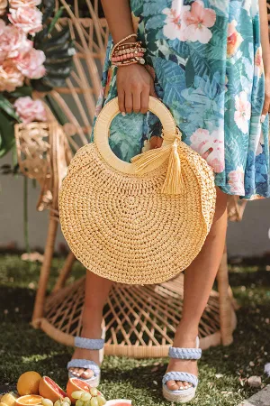 Amalfi Adventure Woven Tote in Yellow