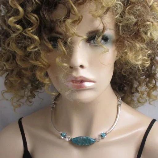 Aqua Handmade Artisan  Bead Necklace & Earring Set