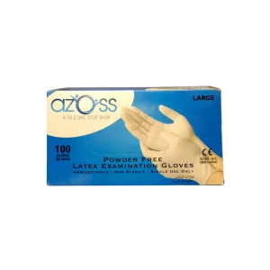 AZOSS | Latex Disposable Gloves, Natural, 100Pcs - Large