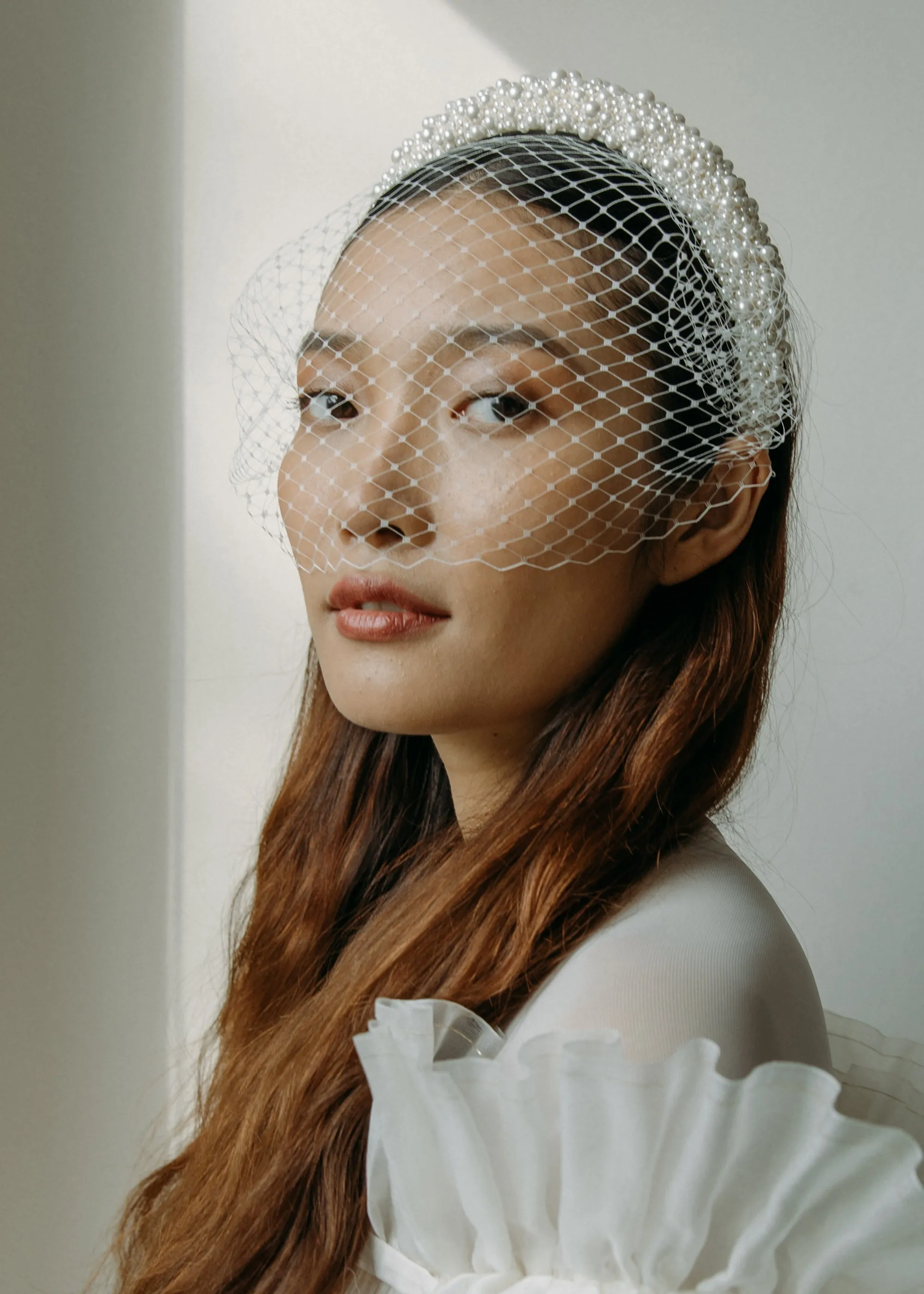 Bailey Voilette Headband -- Pearl
