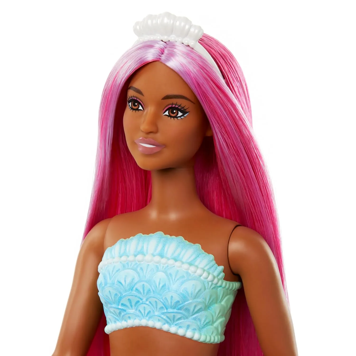 Barbie Mermaid Doll 2 with Fantasy Hair and Headband Accessories, Mermaid Toys with Shell-Inspired Bodices and Colorful Tails