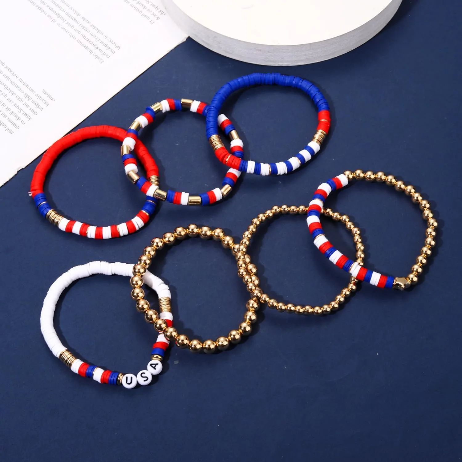 Beach Bracelet Set for Women - Stack Rainbow Friendship Bracelets Clay Heishi Beads Surfer Bracelets Stretch Handmade Elastic Srting Bracelets Bulk Boho Summer Jewelry for Men