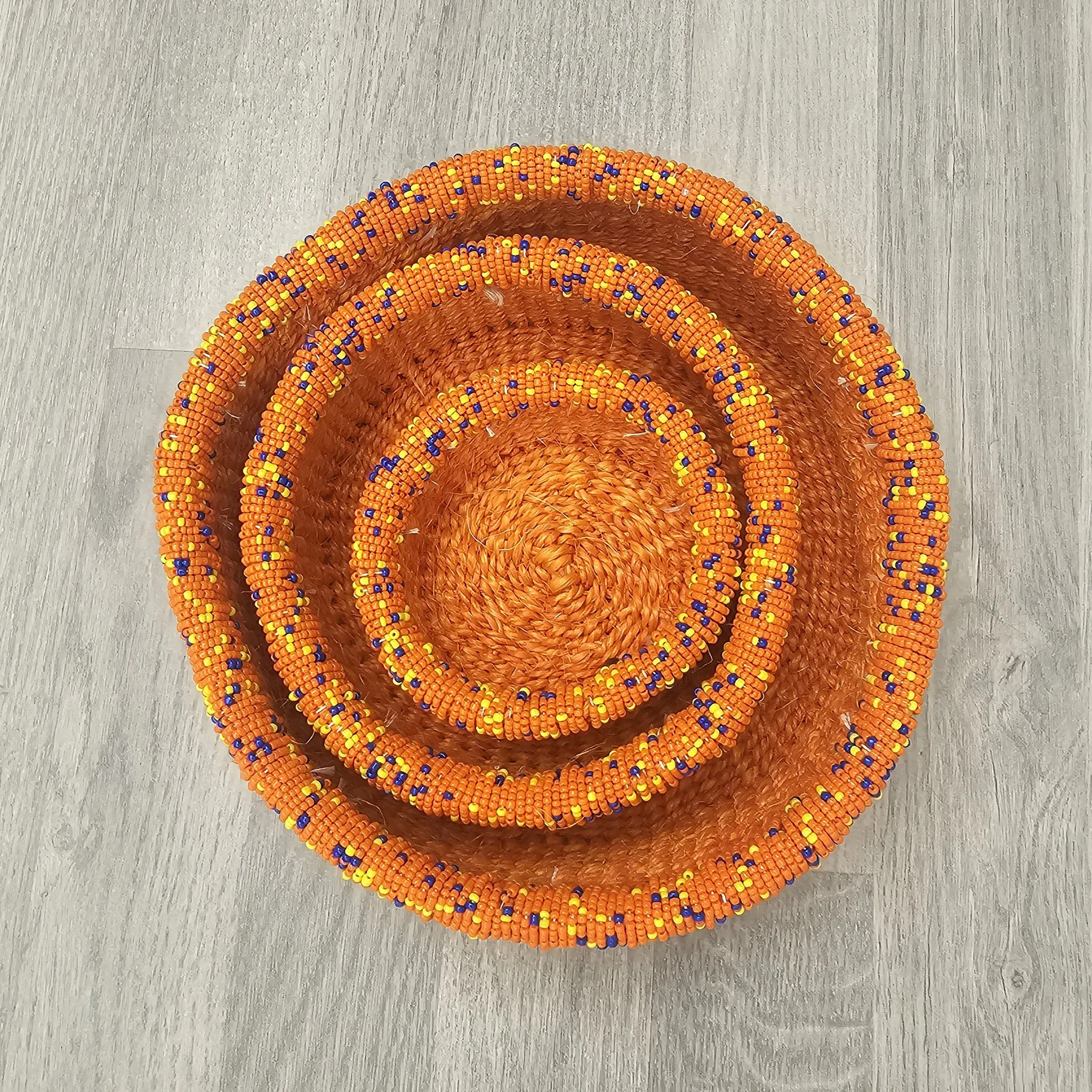 Beaded Kiondo Baskets  Sisal Basket Set of 3 - Jaha