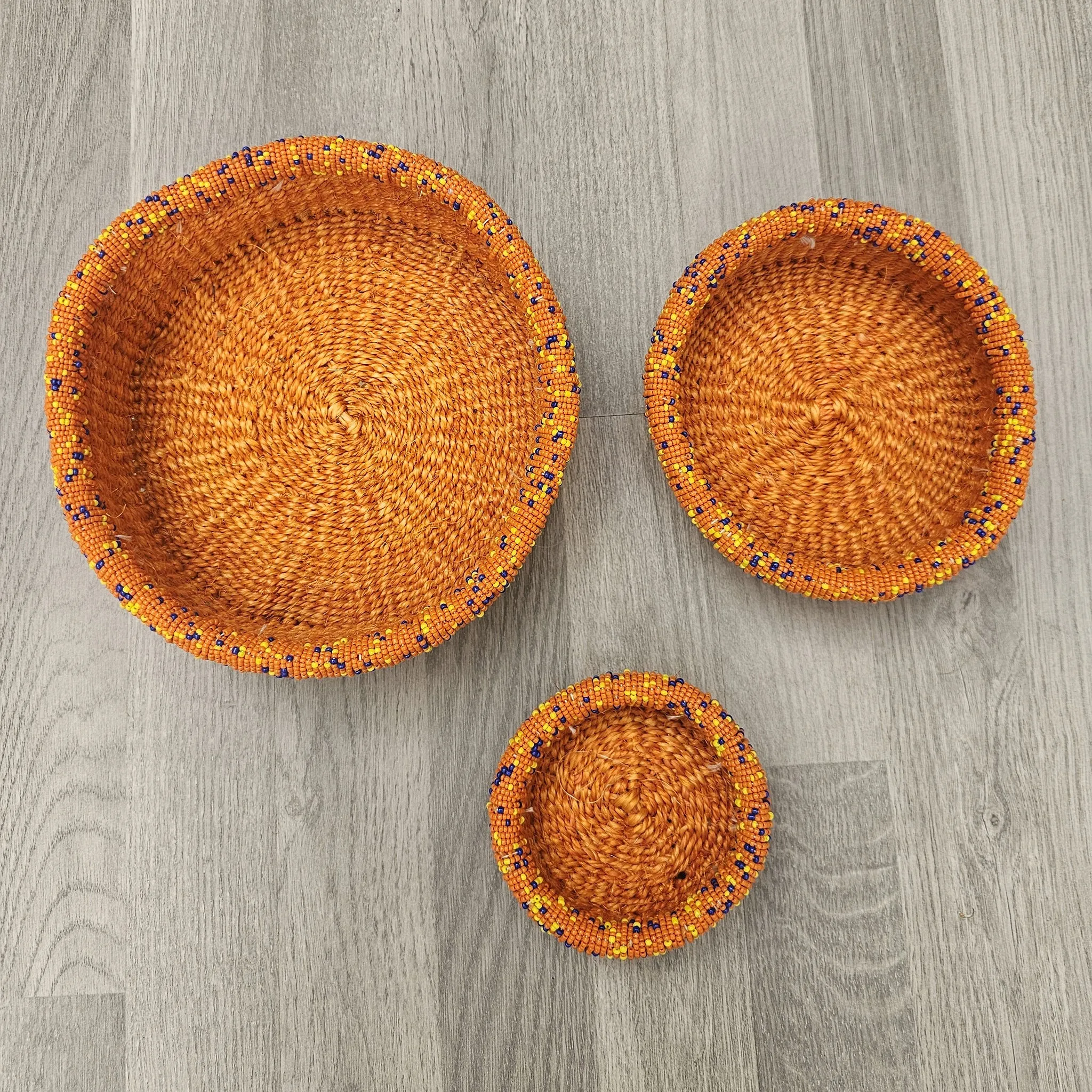 Beaded Kiondo Baskets  Sisal Basket Set of 3 - Jaha