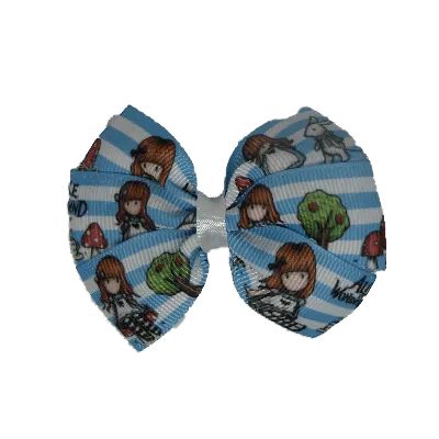 Bella Hair Bow - Alice in Wonderland Striped - 7cm