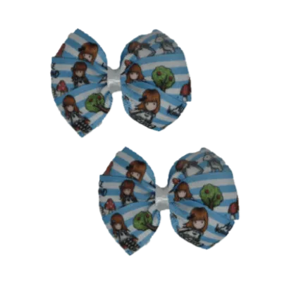 Bella Hair Bow - Alice in Wonderland Striped - 7cm