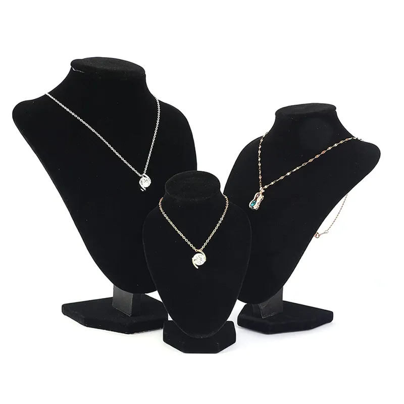 Black Velvet Necklace Pendant Mannequin Neck Stand
