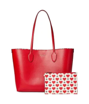 Bleecker Pixelated Hearts Pop Print Crossgrain Leather Large Tote