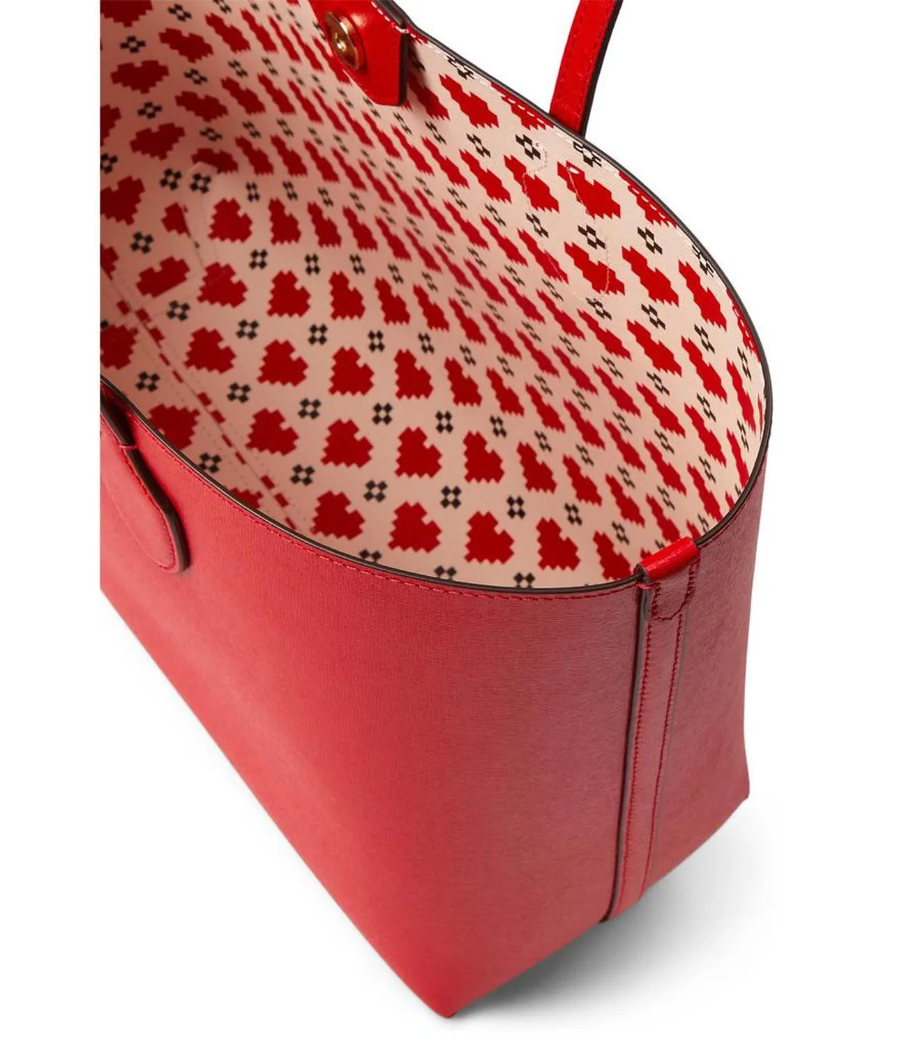 Bleecker Pixelated Hearts Pop Print Crossgrain Leather Large Tote