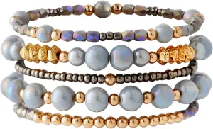 Boho Beaded Stretch Bracelets For Women Stackable Crystal Gold Beaded Bracelets Set Trendy Handmade Friendship Braeclet Jewelry Gifts
