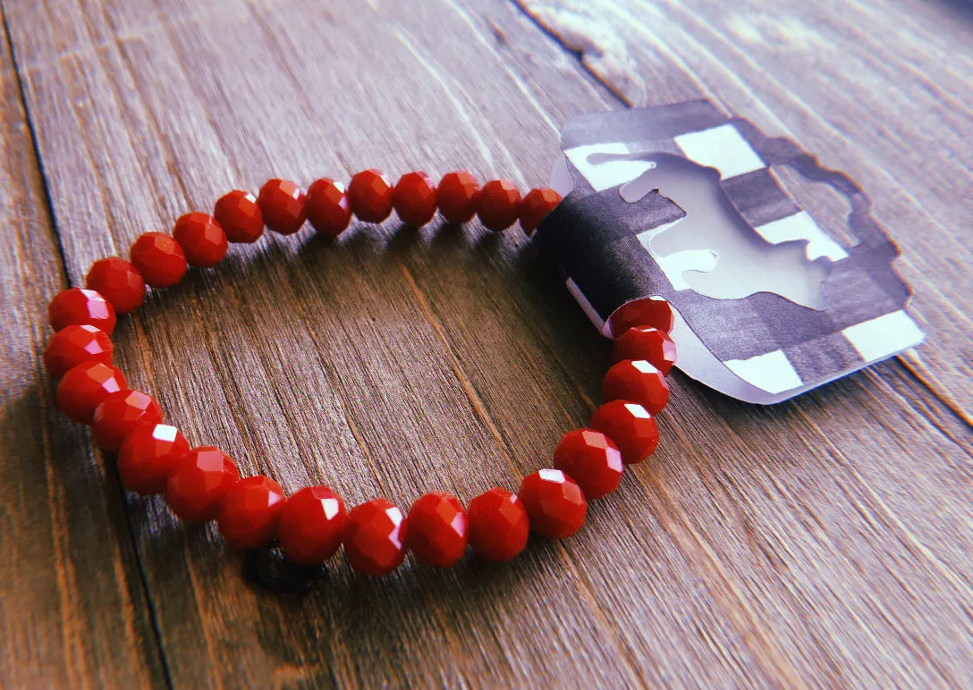 Bright Red Adjustable Beaded Bracelet