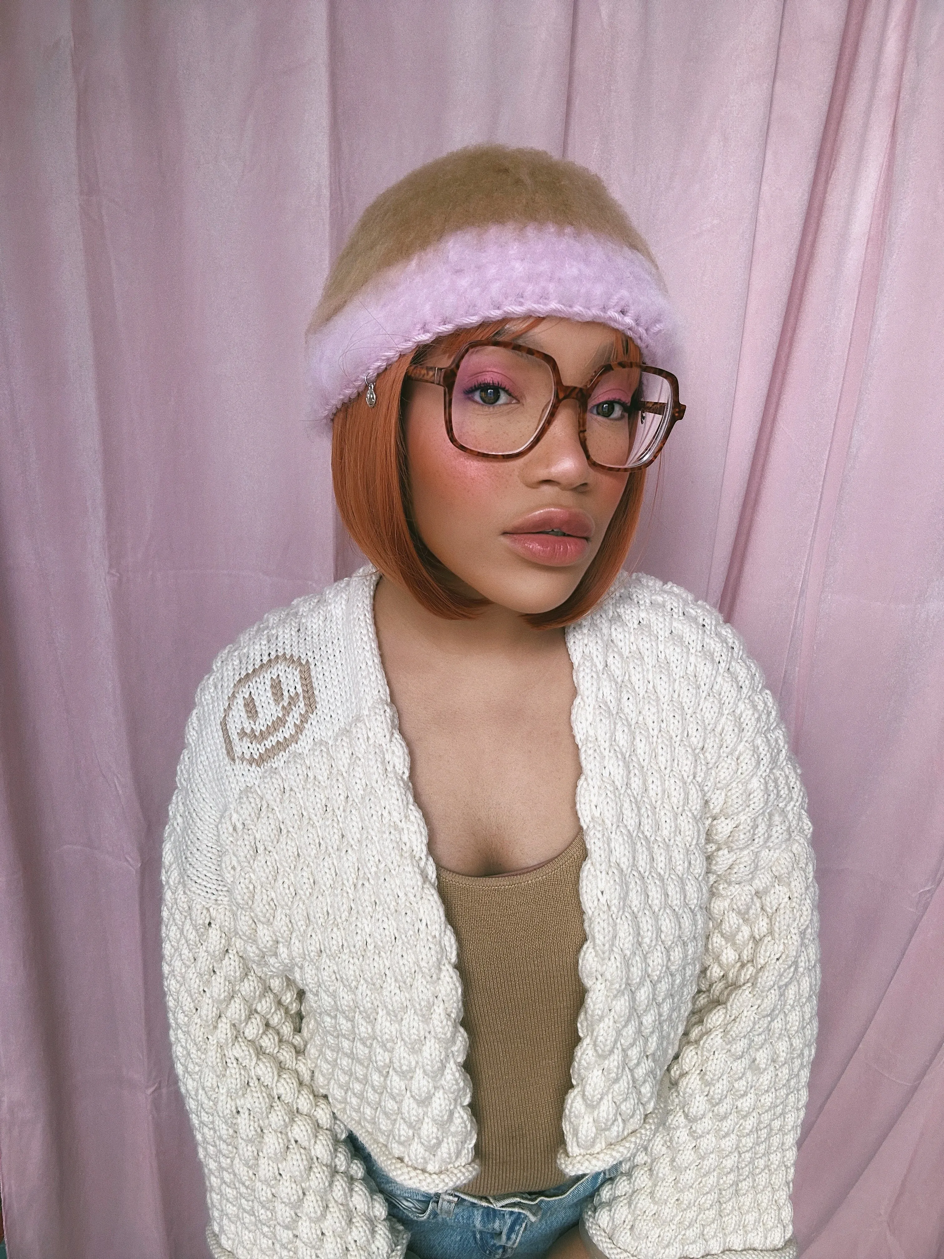 Brown and Pink Hat