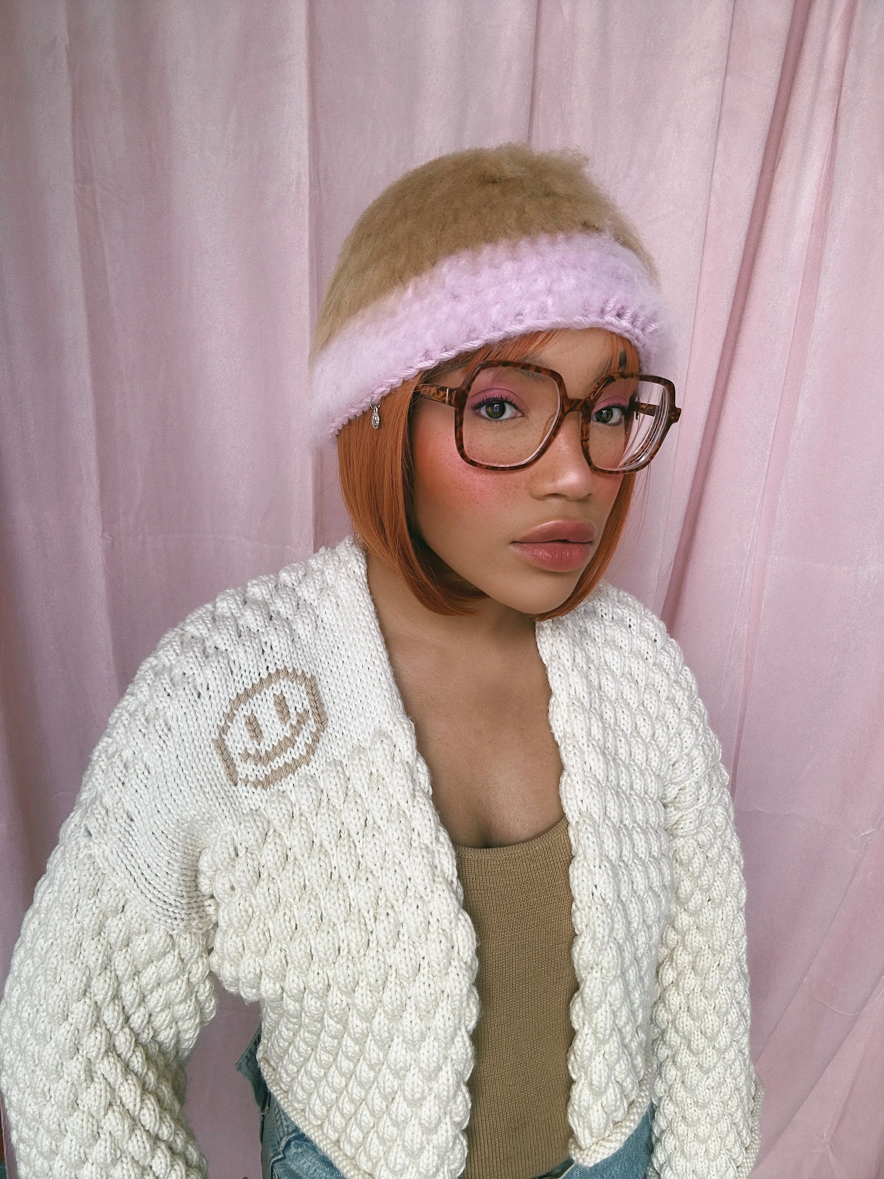 Brown and Pink Hat