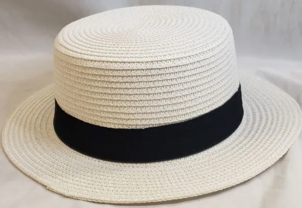 Cade -- Paper Straw Flat Top Fedora -- White