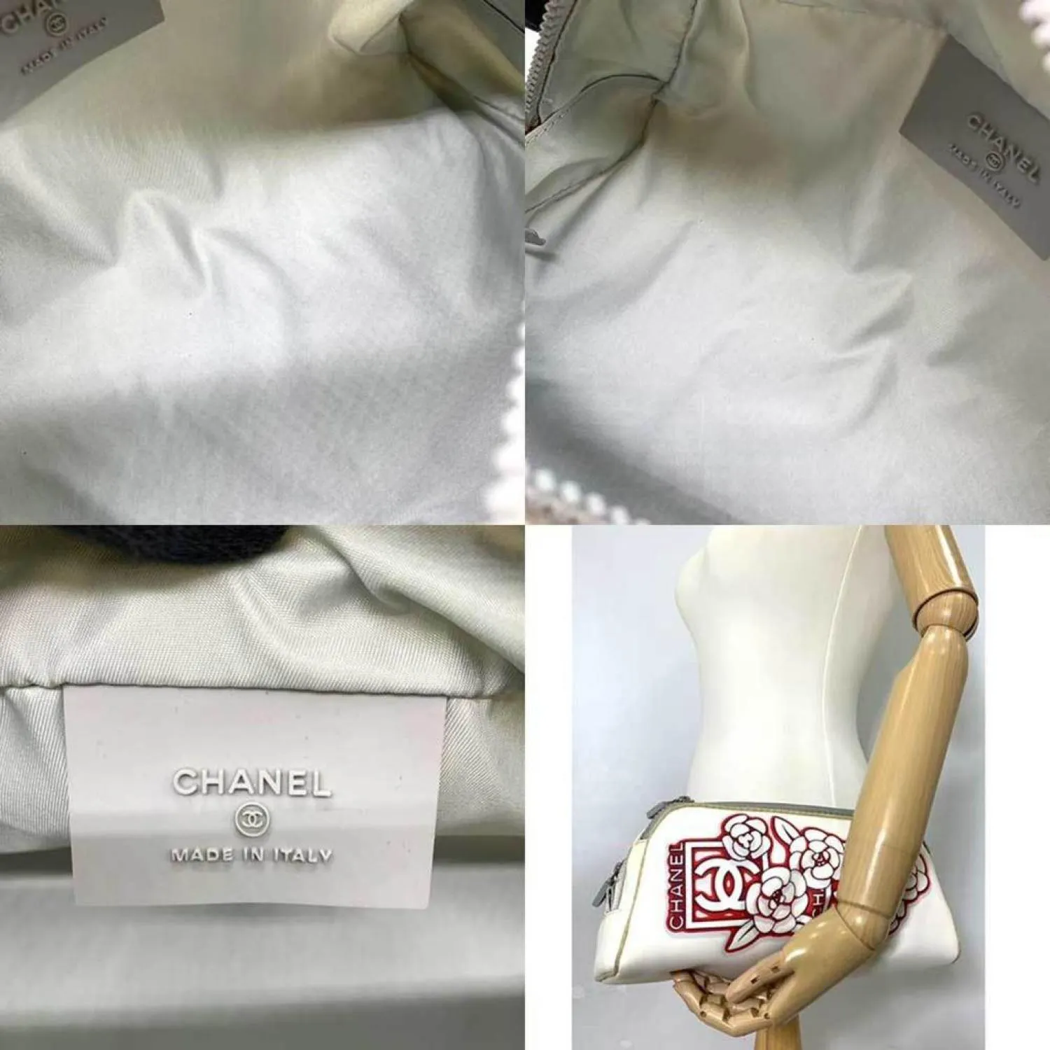 Chanel Camellia  Canvas Clutch Bag (Pre-Owned)