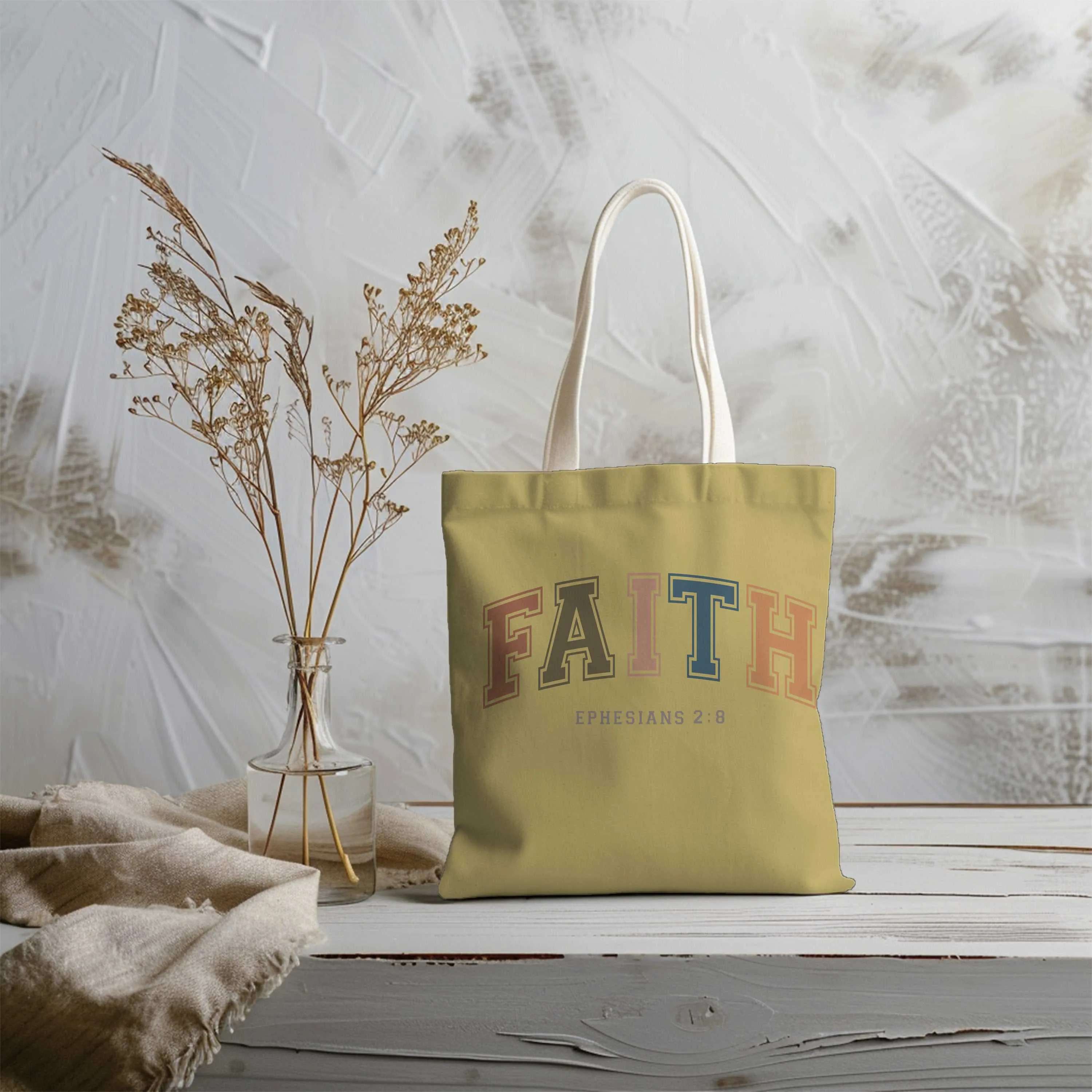Christian Canvas Tote Bag Baptism Gift