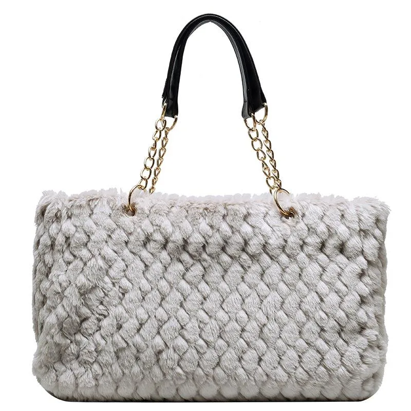 Christmas Gift High Capacity Soft Fake Fur Crossbody Bags For Women 2021 Winter Large Shoulder Handbags And Purses Female Totes Lady Hand Bag