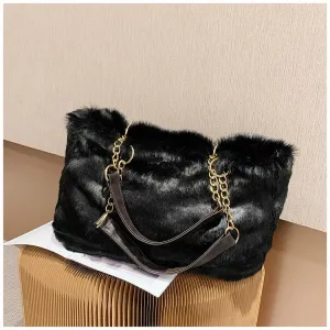 Christmas Gift High Capacity Soft Fake Fur Crossbody Bags For Women 2021 Winter Large Shoulder Handbags And Purses Female Totes Lady Hand Bag
