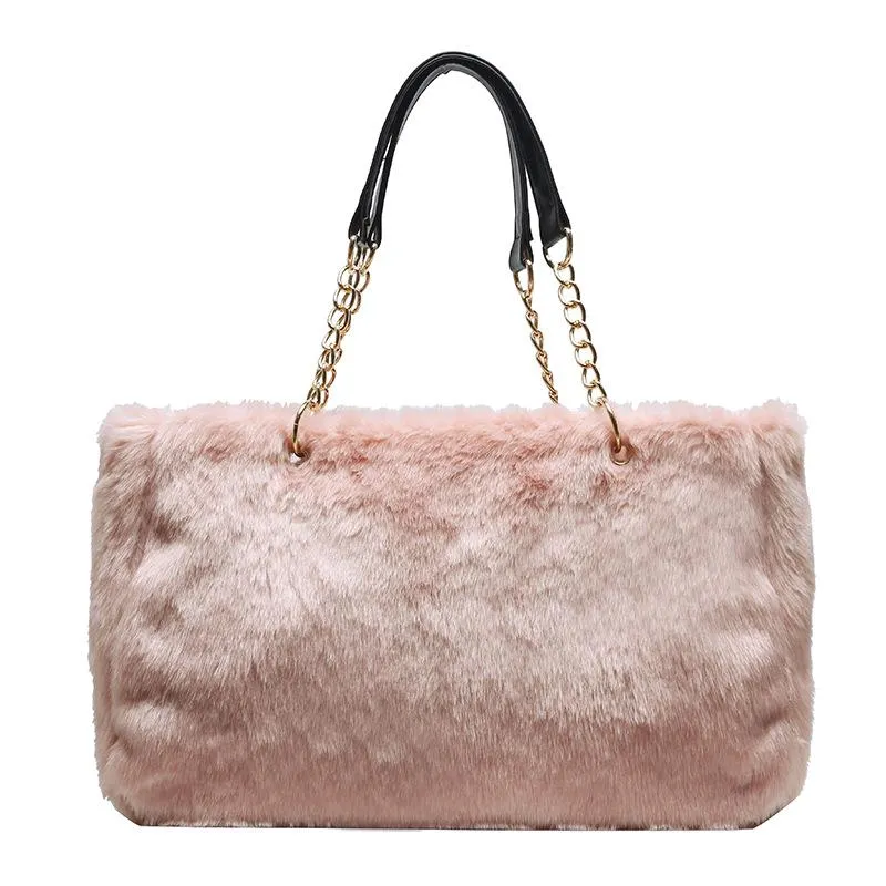 Christmas Gift High Capacity Soft Fake Fur Crossbody Bags For Women 2021 Winter Large Shoulder Handbags And Purses Female Totes Lady Hand Bag