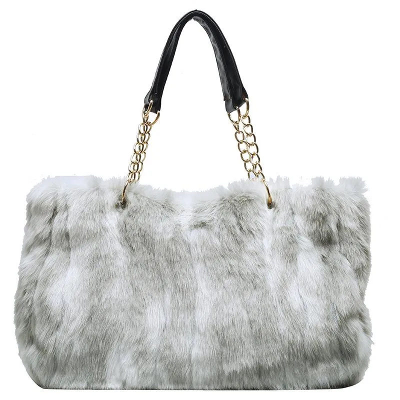 Christmas Gift High Capacity Soft Fake Fur Crossbody Bags For Women 2021 Winter Large Shoulder Handbags And Purses Female Totes Lady Hand Bag